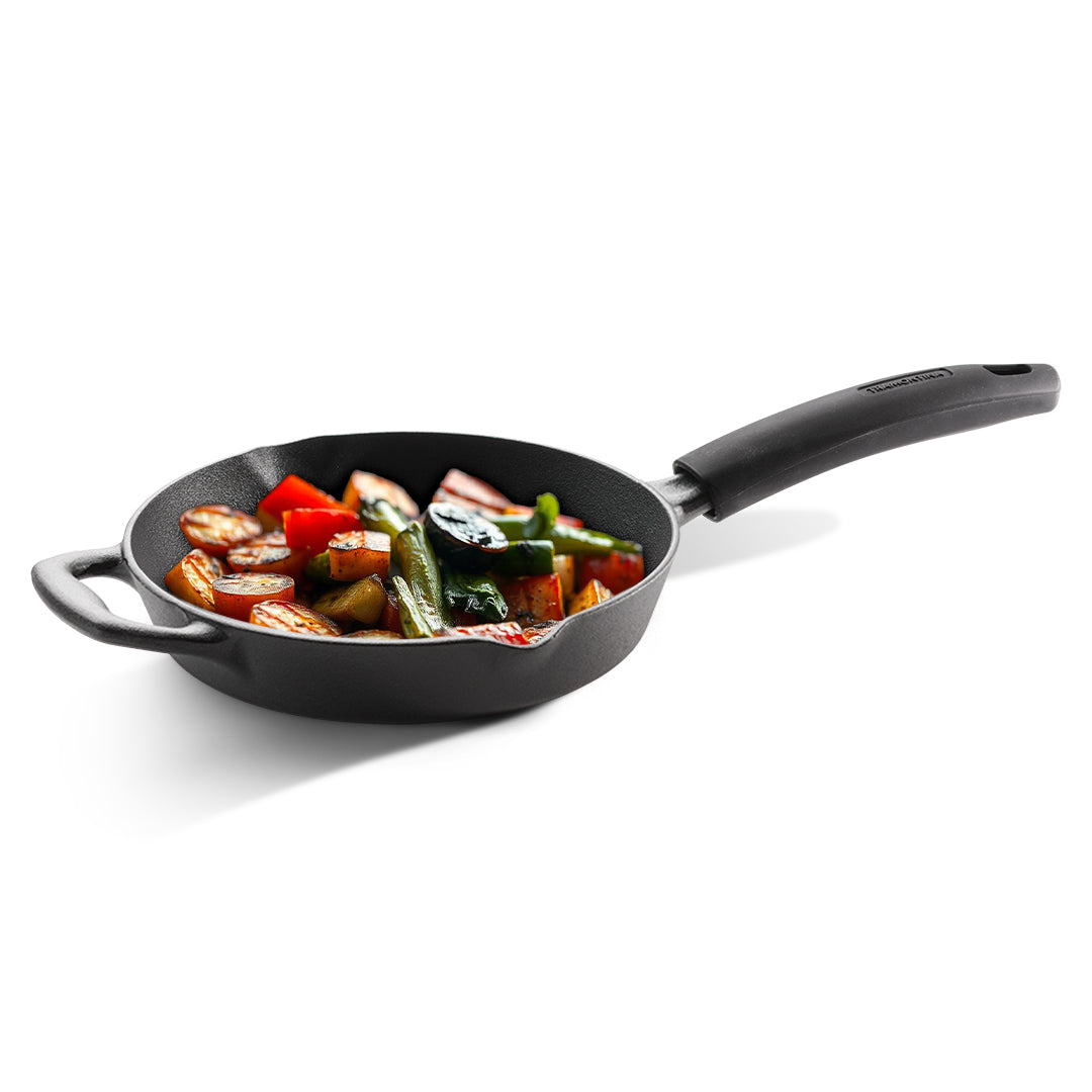 Titanex 24cm Pre-Seasoned Cast Iron Fry Pan with Heat Resistant Silicone Grip - Tramontina India