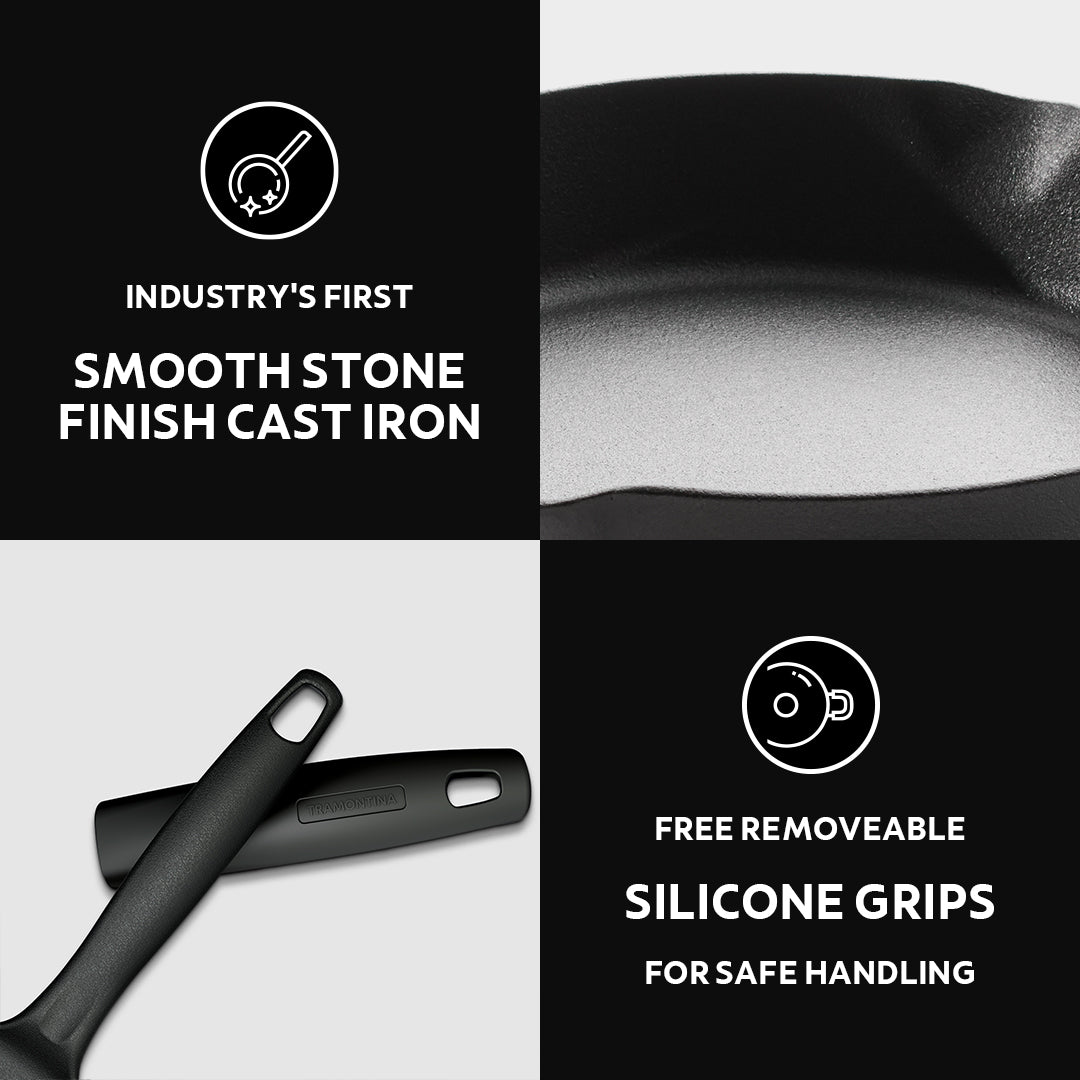 Titanex 24cm Pre-Seasoned Cast Iron Fry Pan with Heat Resistant Silicone Grip - Tramontina India