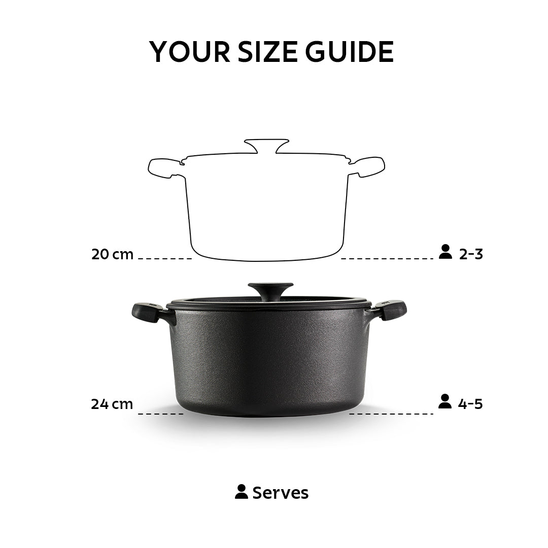 Titanex 24cm Pre-Seasoned Cast Iron Casserole with Heat Resistant Silicone Grip – 4.9L - Tramontina India