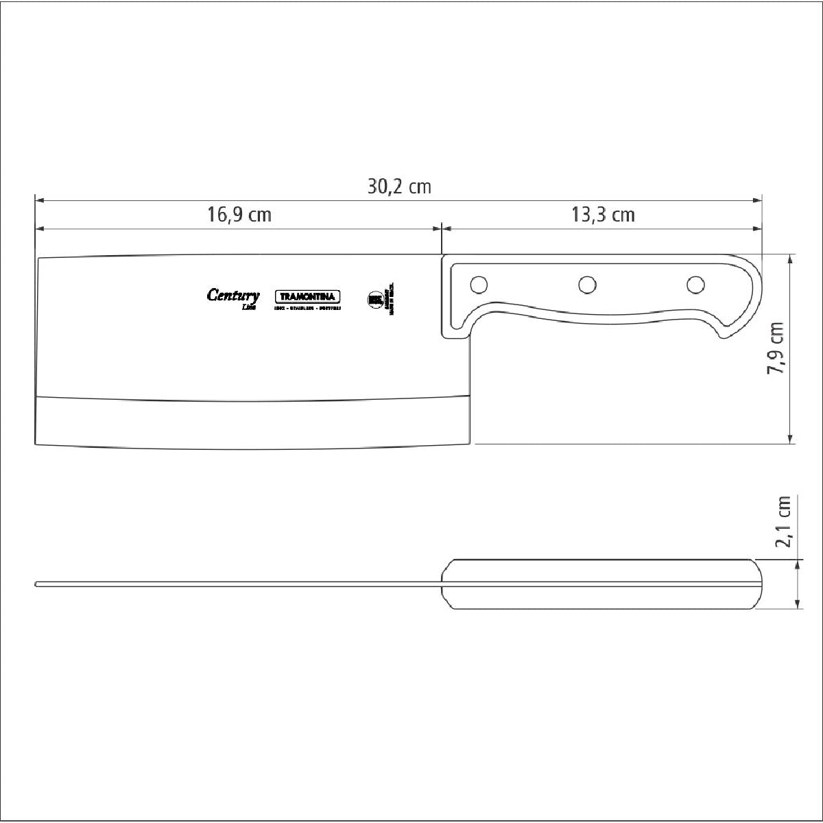Century Stainless Steel Cleaver Knife 7" - Tramontina India