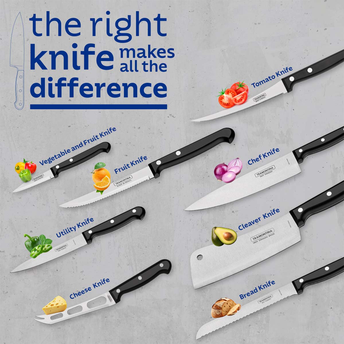 Ultracorte 3" Antimicrobial Stainless Steel Vegetable & Fruit Knife Spear Point Blade - Polypropylene Handle (Black) - Tramontina India