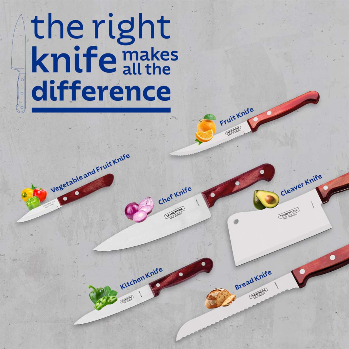 Polywood 5" Stainless Steel Steak & Fruit knife Serrated Blade - Impact & Heat Resistant Wooden Handle (Red) - Tramontina India