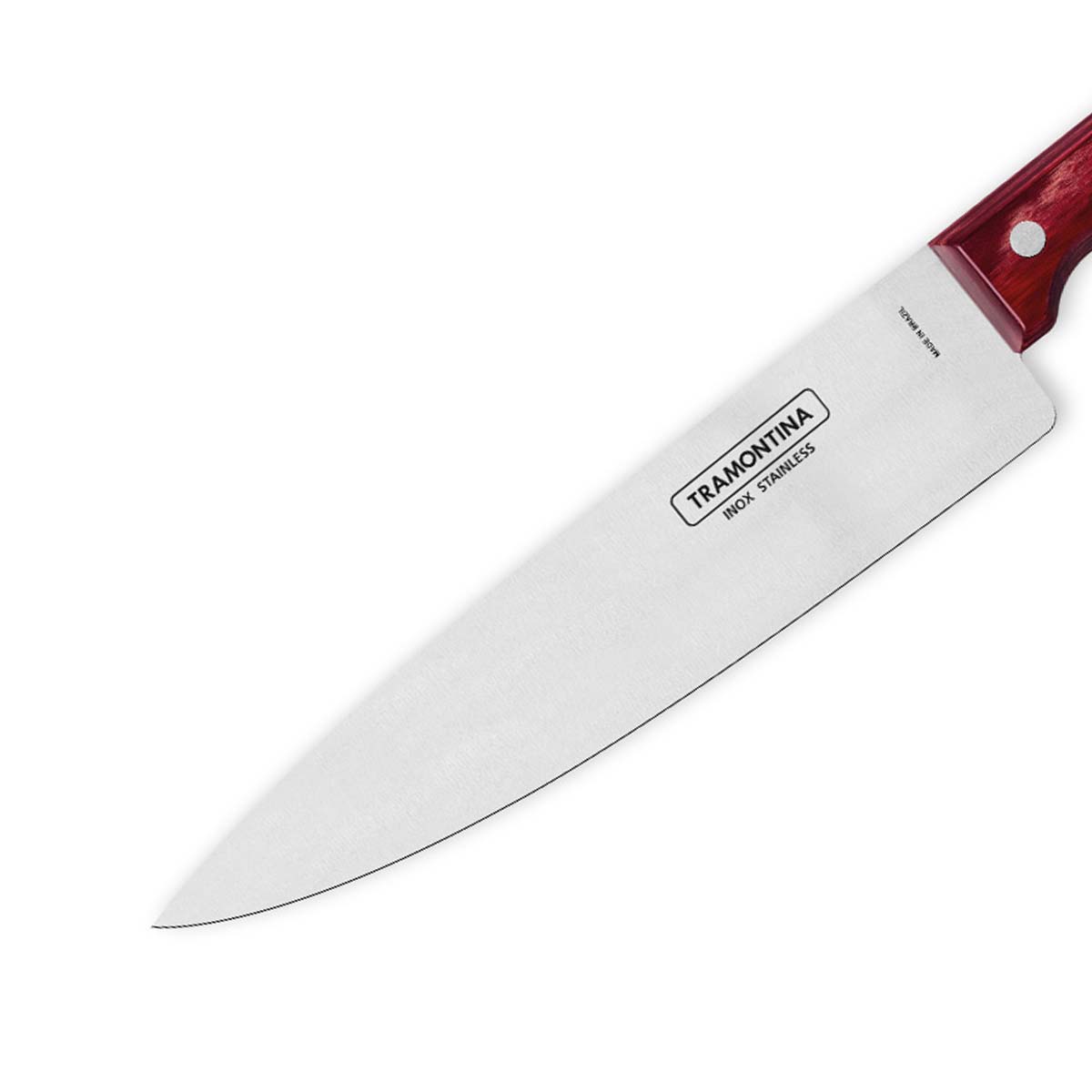 Polywood 6" Stainless Steel Chef knife Straight Back Blade - Impact & Heat Resistant Wooden Handle (Red) - Tramontina India