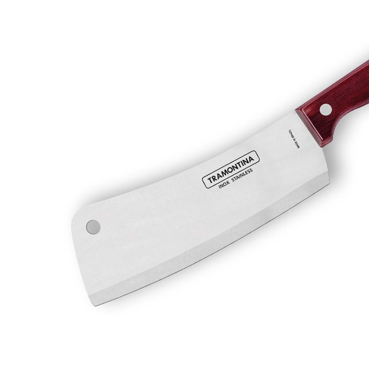 Polywood 6" Stainless Steel Cleaver knife Straight Blade - Impact & Heat Resistant Wooden Handle (Red) - Tramontina India