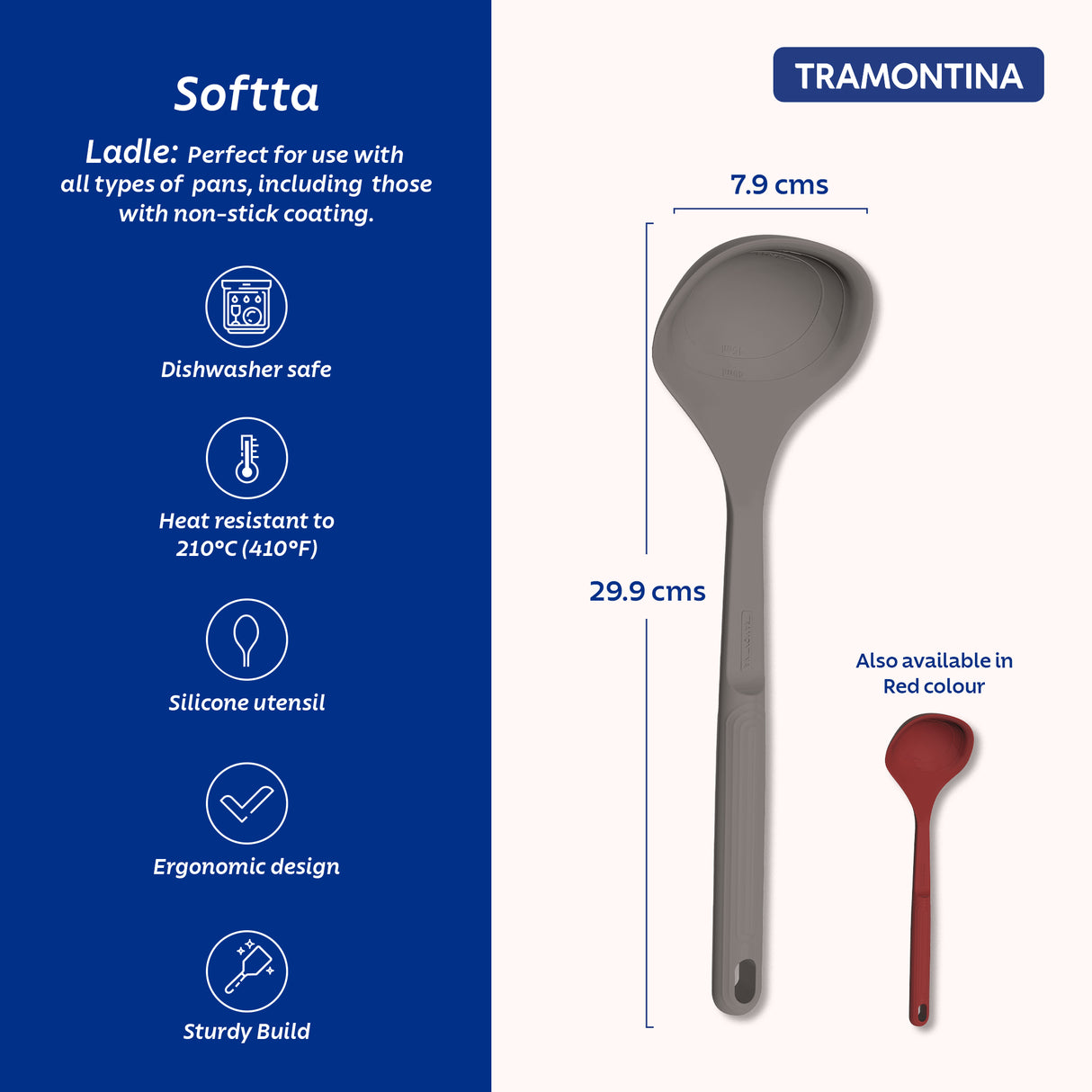 Softta Silicone Ladle - Grey - Tramontina India