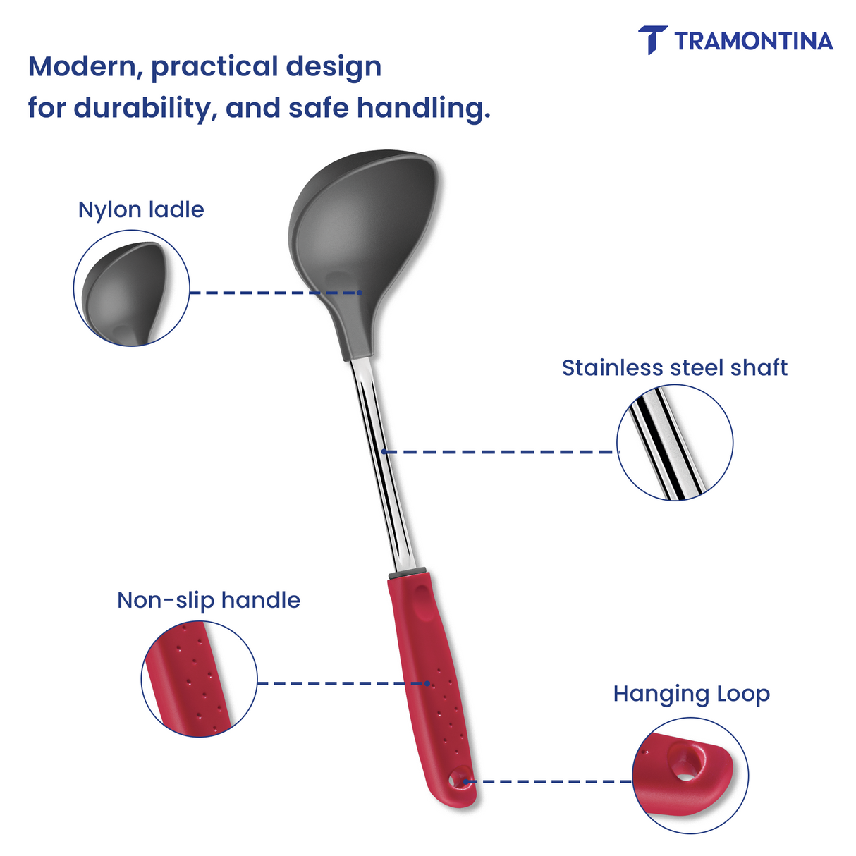 Utilitá Nylon Ladle with Red Polypropylene Handle - Tramontina India