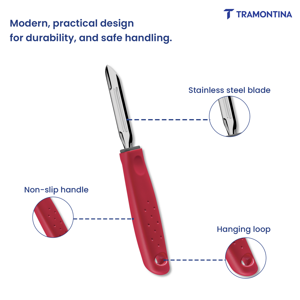 Utilitá Stainless Steel Manual Potato Peeler with Red Polypropylene Handle - Tramontina India