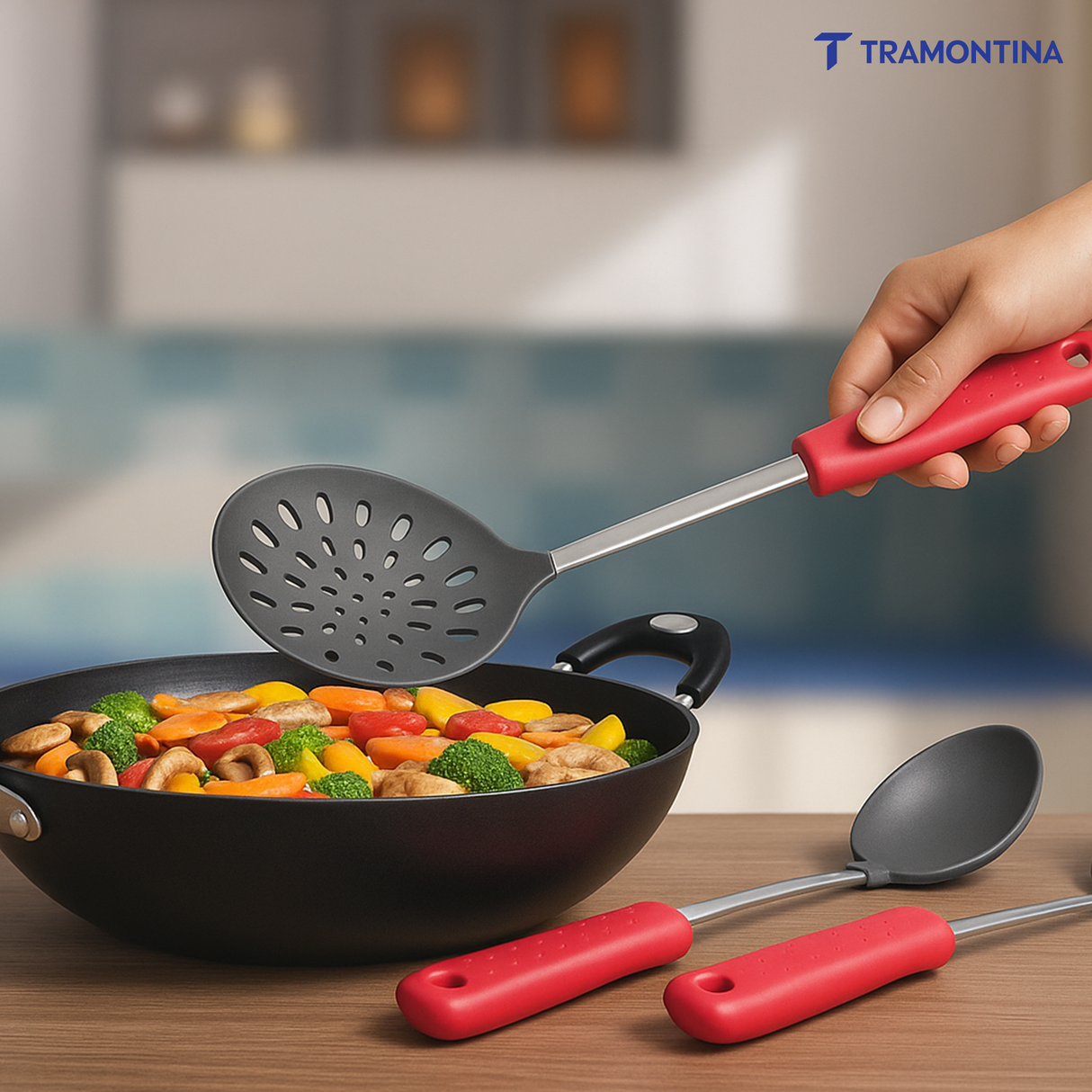 Utilitá Nylon Skimmer with Red Polypropylene Handle - Tramontina India