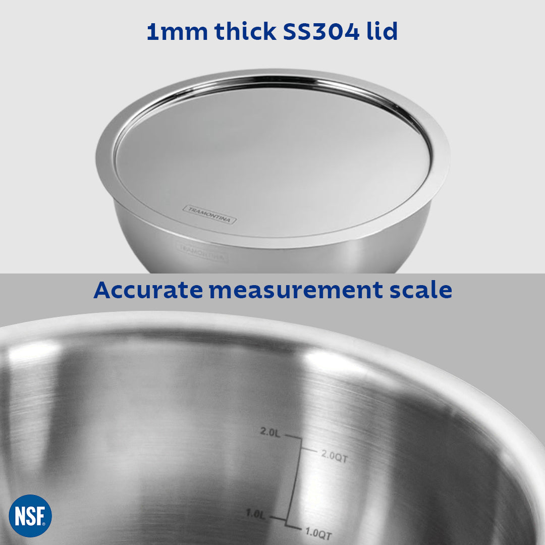 Aeion 24cm Stainless Steel Tri-Ply Extra Deep Tasla with SS Lid - 3.8L - Tramontina India