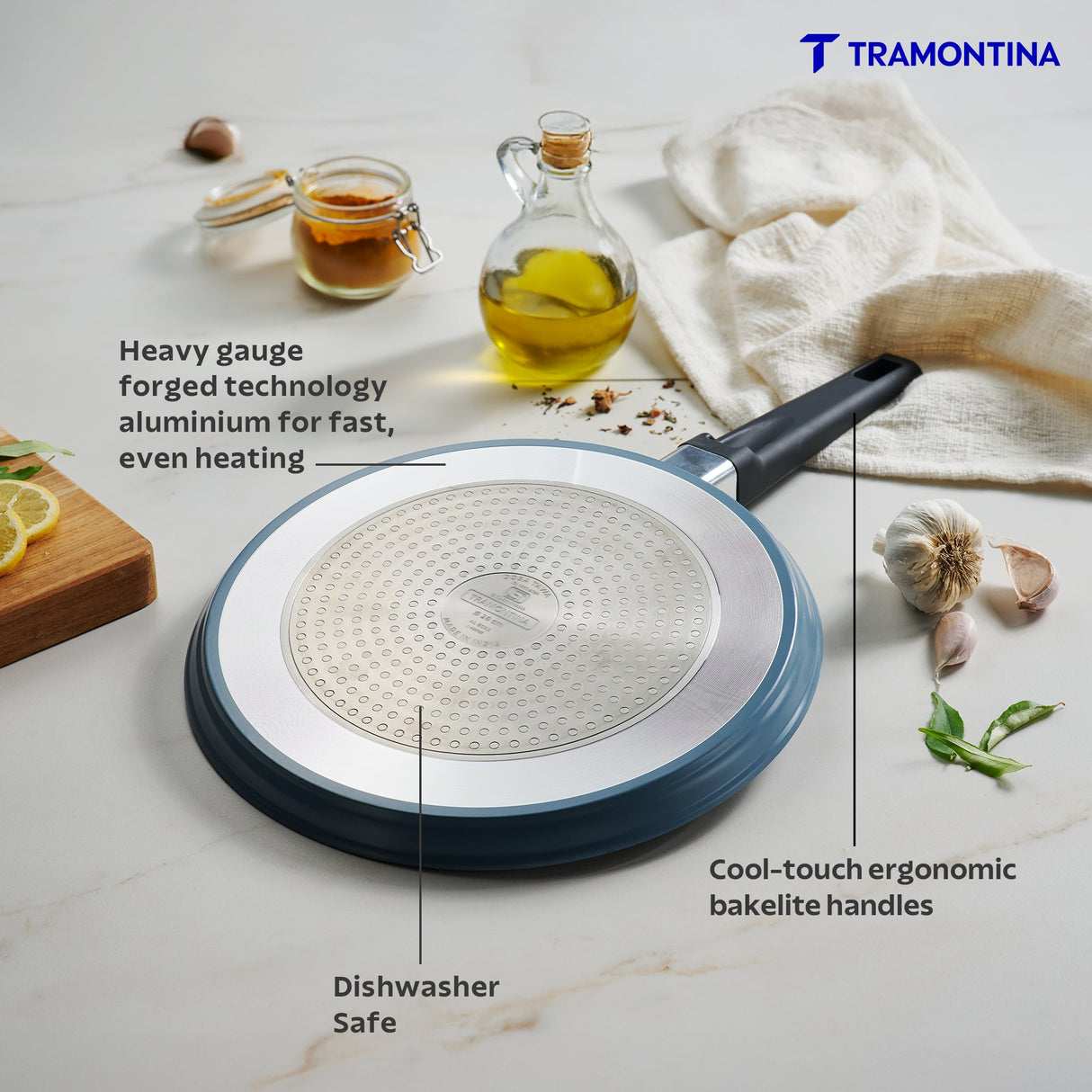 Aura Ceramic Reinforced Non-Stick Dosa Tawa – 30 cm (Blueberry)