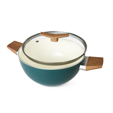 Tramontina Spectra Forged Kadai 22 cm with lid, black finish and sturdy handles