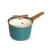 Tramontina Spectra Forged 16 cm saucepan with stainless steel handle and lid, ideal for cooking and sauce preparation.
