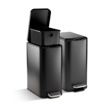 Trash Bin Set of 2 - 7.6 Litre (Each)  Stainless Steel Pedal Slim Rectagle - Black