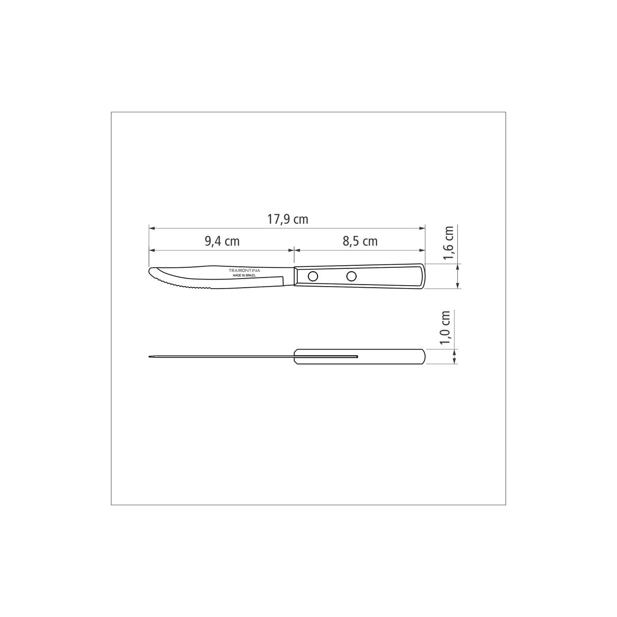 Polywood Dessert Knife 7 cm/ 3in - Red