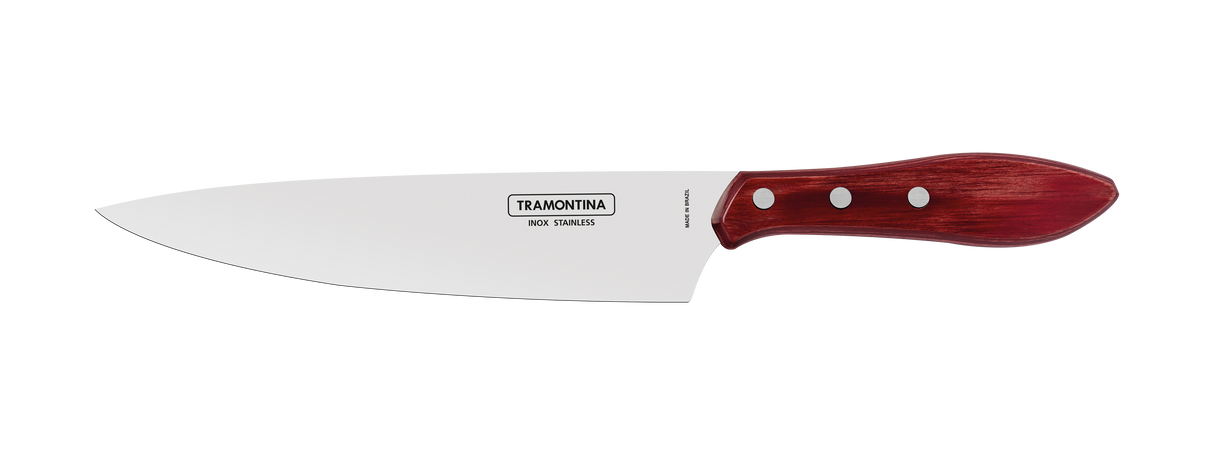 BBQ Kit with Stainless Steel Blades and Red Polywood Handles, with Cutting Board and Case, 8 Pieces