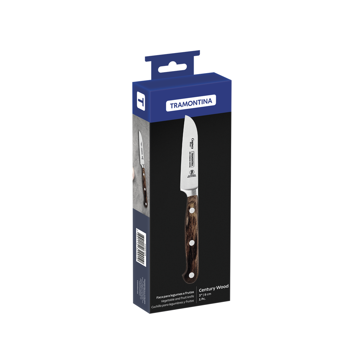 Century Wood Vegetable and Fruit Knife with Stainless Steel Blade and Treated Brown Wood Handle, 3"