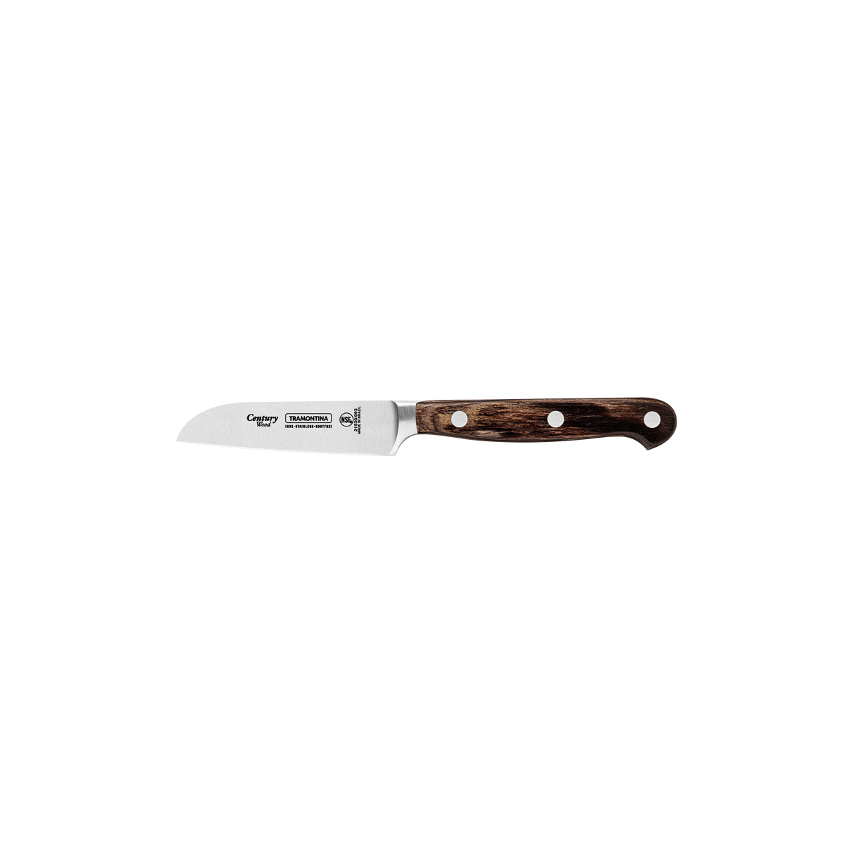 Century Wood Vegetable and Fruit Knife with Stainless Steel Blade and Treated Brown Wood Handle, 3"