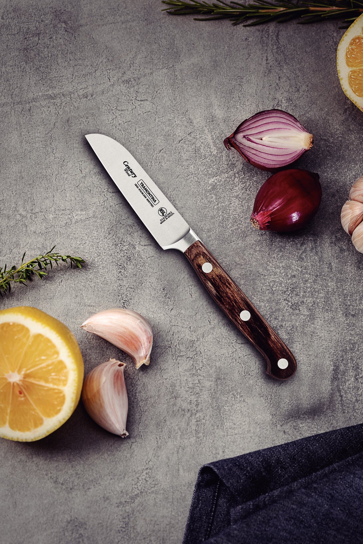 Century Wood Vegetable and Fruit Knife with Stainless Steel Blade and Treated Brown Wood Handle, 3"
