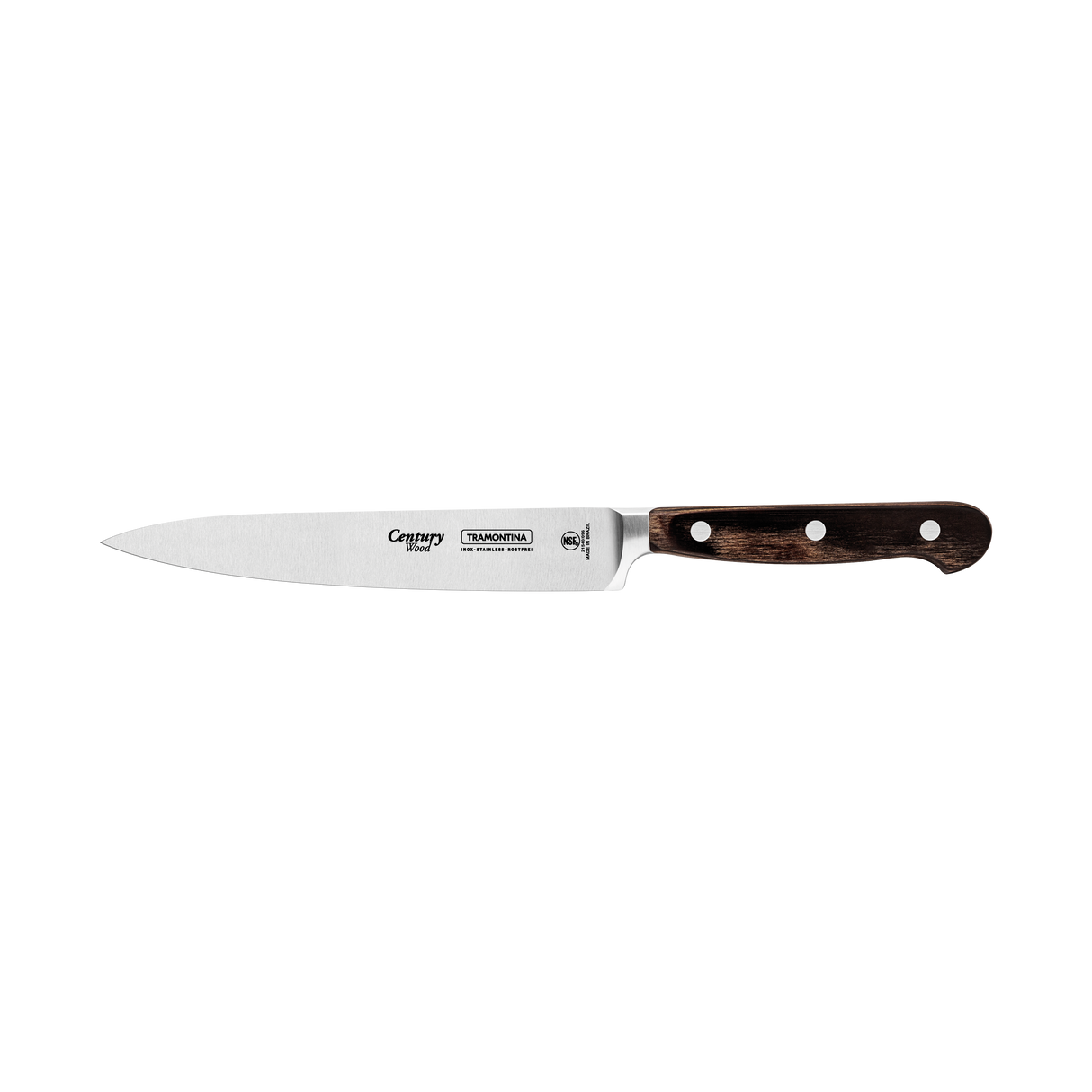 Century Wood Utility Knife with Stainless Steel Blade and Treated Brown Wood Handle, 6"
