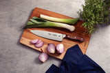 Century Wood Chef's Knife with Stainless Steel Blade and Treated Brown Wood Handle, 8"