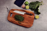 Century Wood Santoku Knife with Stainless Steel Blade and Treated Brown Wood Handle, 7"