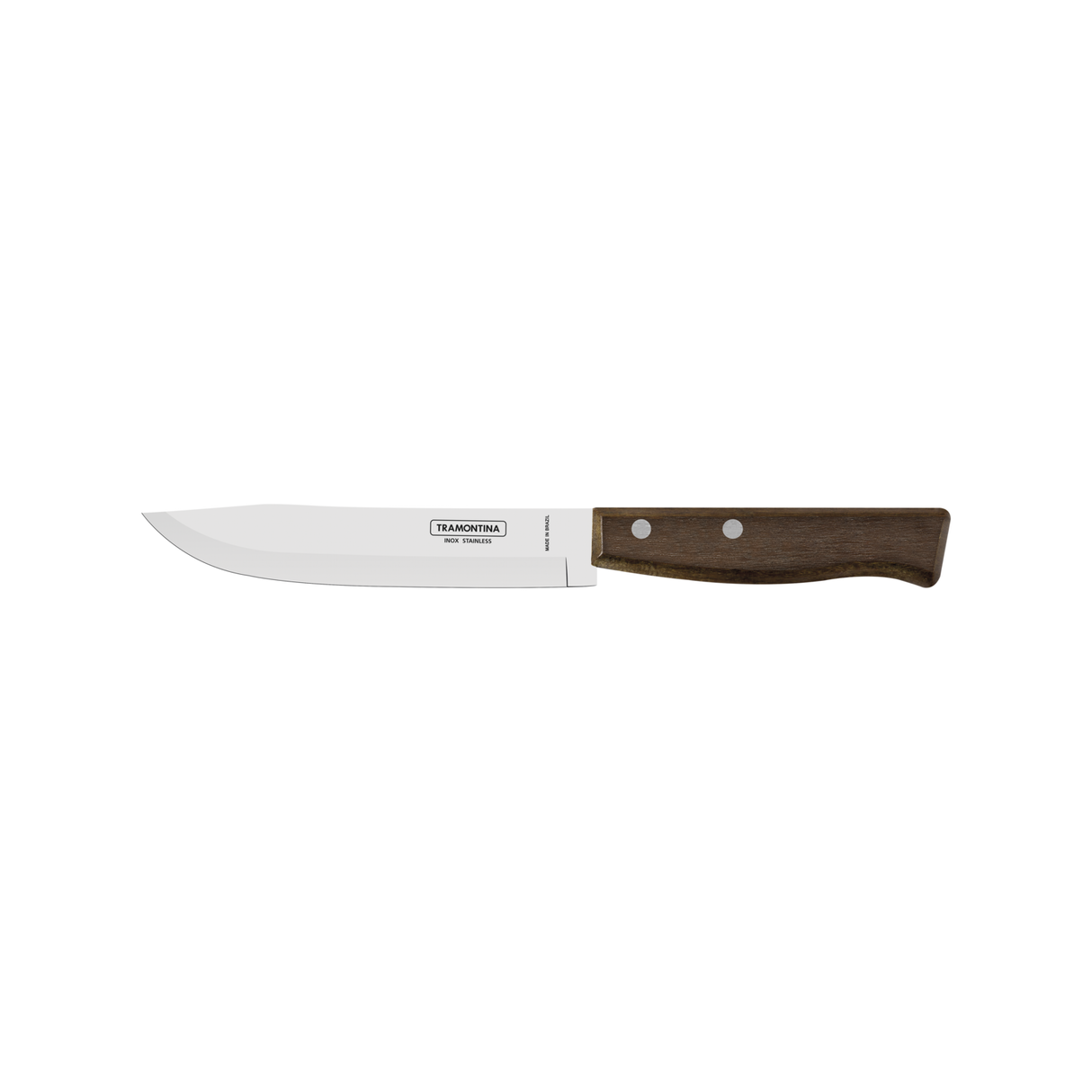 Traditional Tramontina India 15 cm kitchen knife with wooden handle, sharp blade for precise cutting and culinary tasks.