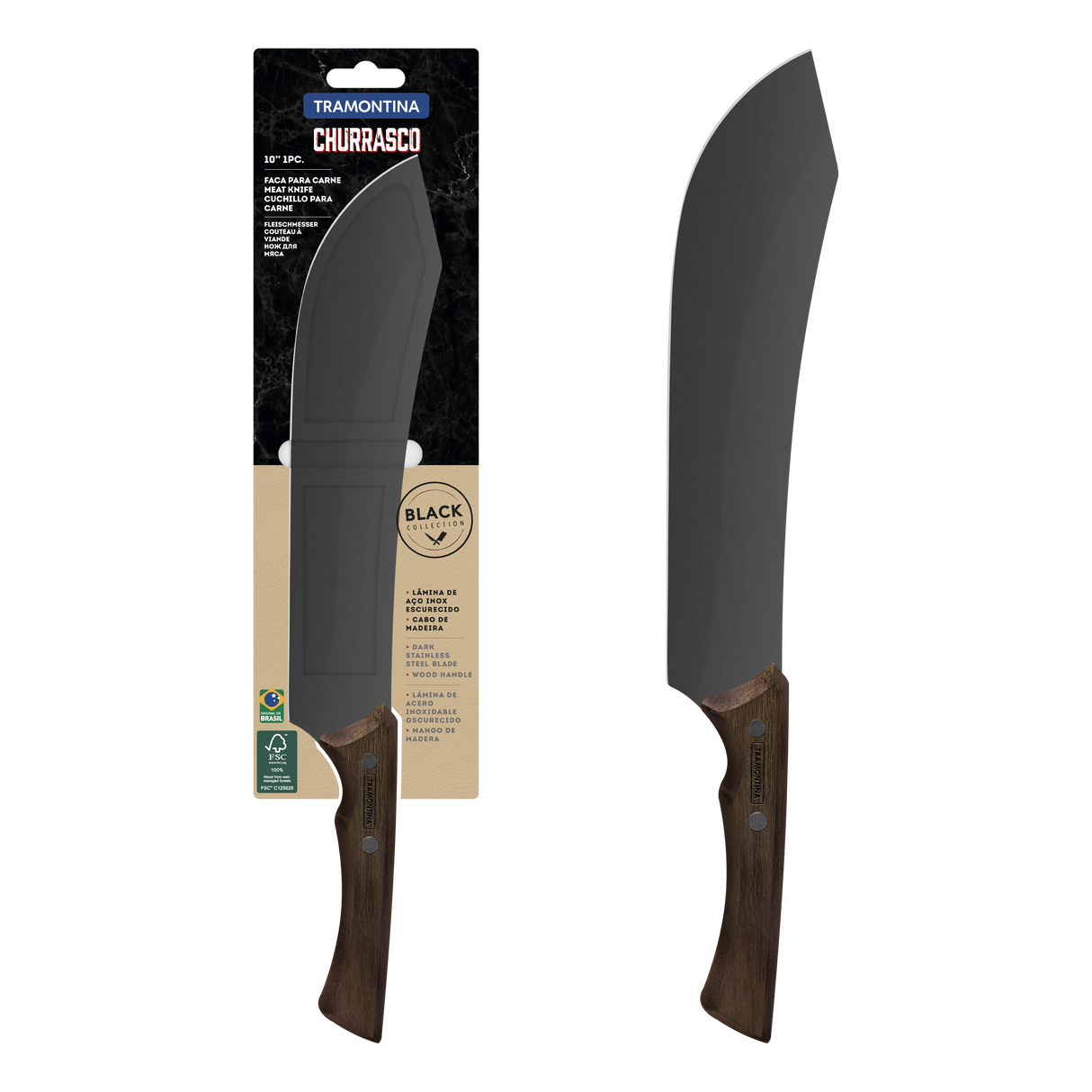 Churrasco Black Meat Knife 25 cm / 10in - Wood