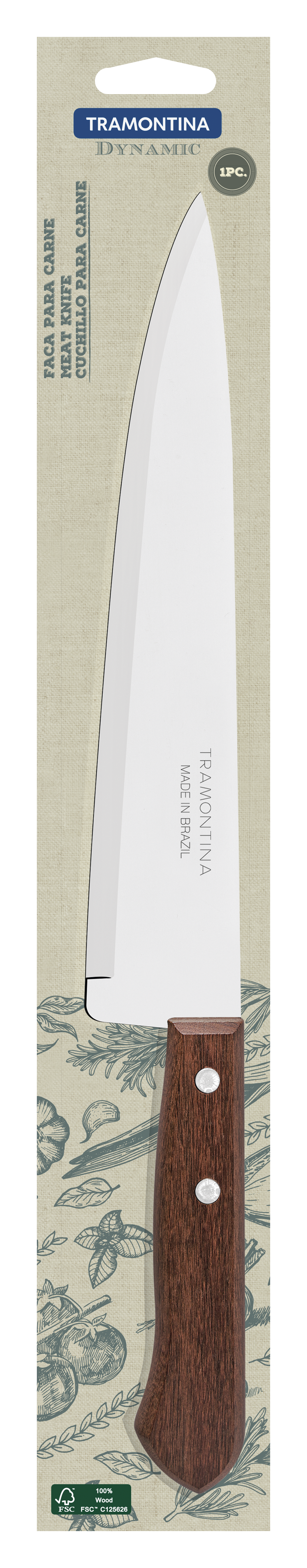 Dynamic Fish and Kitchen Knife 22 cm/ 9in - Wood