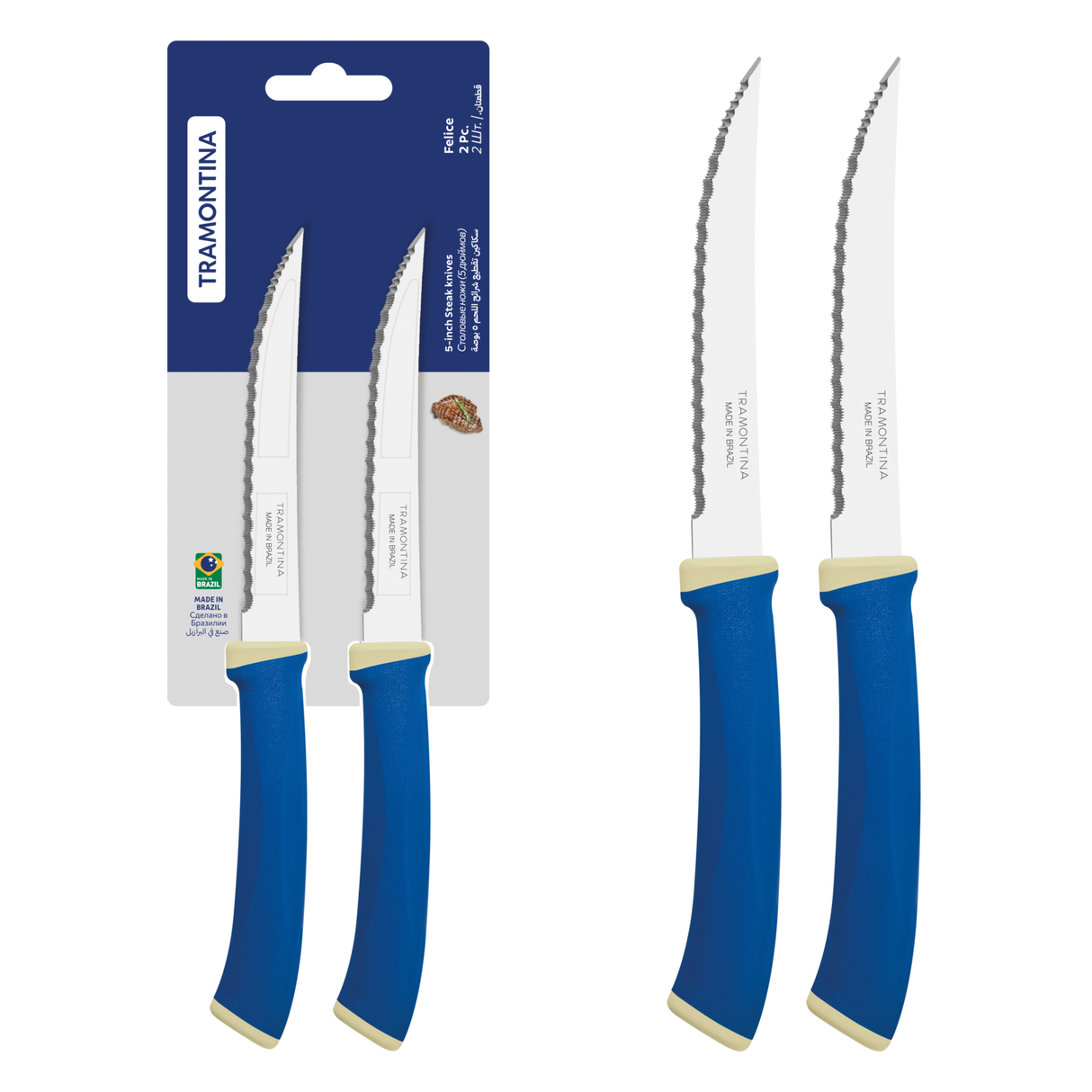 Felice steak knife set with micro serrated stainless steel blades - Set of 2