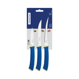 Felice knife set with stainless steel blades and blue polypropylene handles, 3 pieces