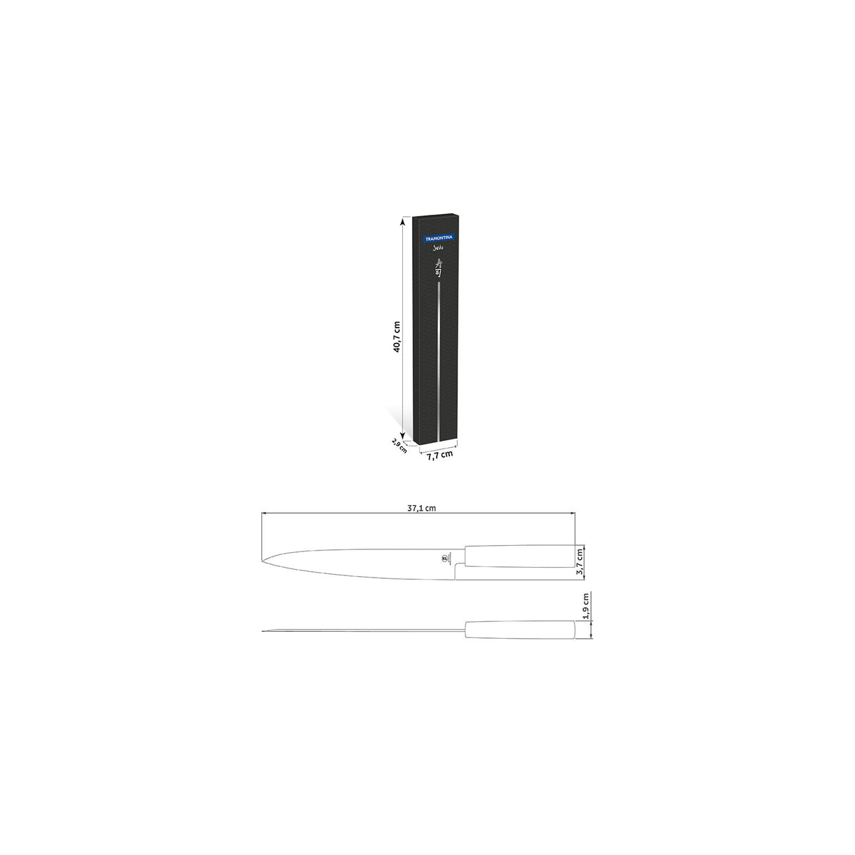 Tramontina India sushi yanagiba knife, 22 cm (9-inch) brown Japanese-style knife for slicing fish and seafood.