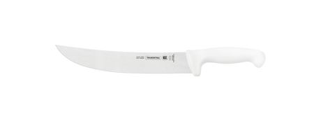 Tramontina 25cm white professional chef and meat knife with a sharp stainless steel blade and ergonomic handle.