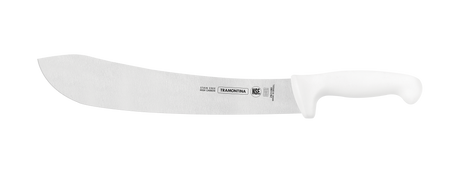 Tramontina 25cm white professional chef knife with a sharp blade, ideal for meat preparation and culinary tasks.
