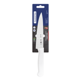 White 15 cm Tramontina India chef knife with a sharp stainless steel blade, ideal for professional meat and kitchen prep.