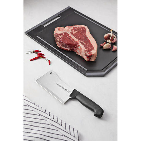 Black Tramontina India 15cm professional cleaver knife with a sturdy blade for chopping and cutting tasks.