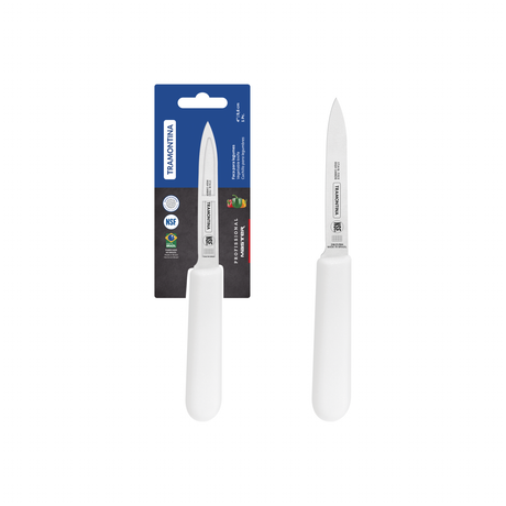 Tramontina India professional white vegetable paring knife, 10 cm/4 inch blade, ideal for precision kitchen prep.