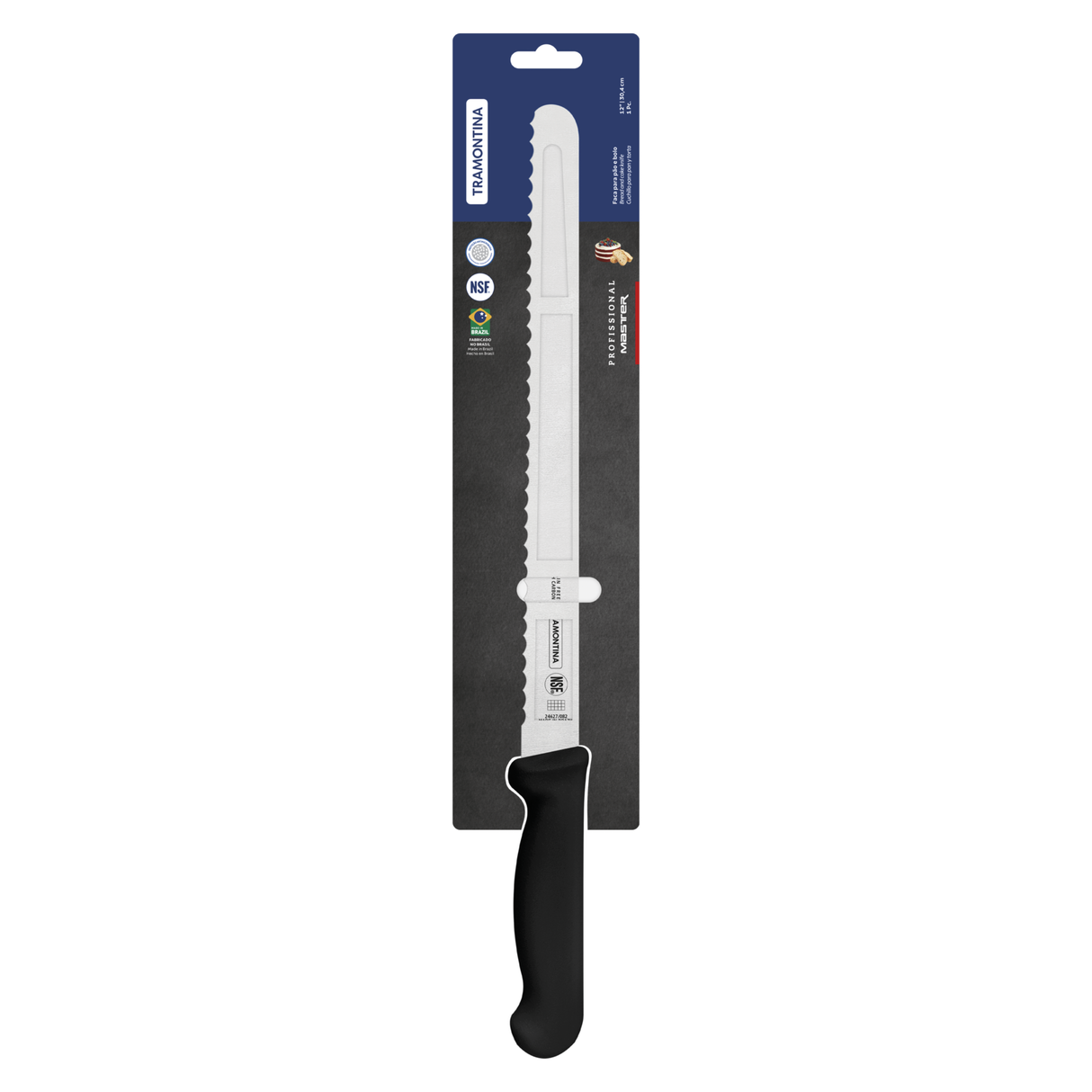 Black Tramontina India professional master pastry knife, 30 cm (12 inch) blade, designed for precise pastry and baking tasks.