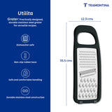 Utilitá stainless steel grater with polypropylene handle and non-slip rubber base in black