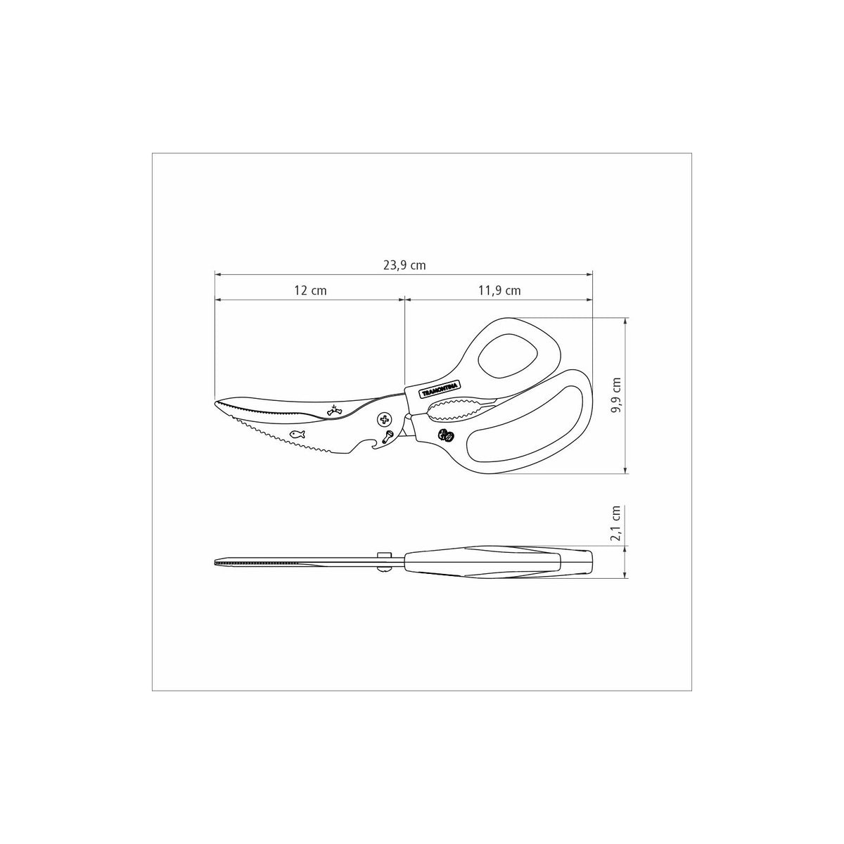 Black Tramontina India carving scissors with stainless-steel blades and polypropylene handle, 8-inch length.