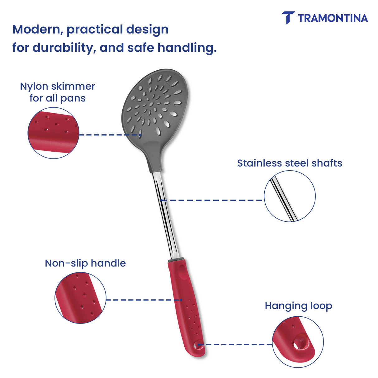 Utilitá Nylon Skimmer with Red Polypropylene Handle