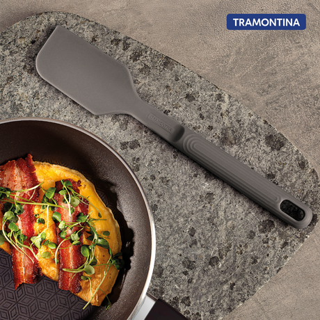 Grey Softta Silicone Spatula by Tramontina India, showcasing a flexible, heat-resistant kitchen spatula with a comfortable handle.