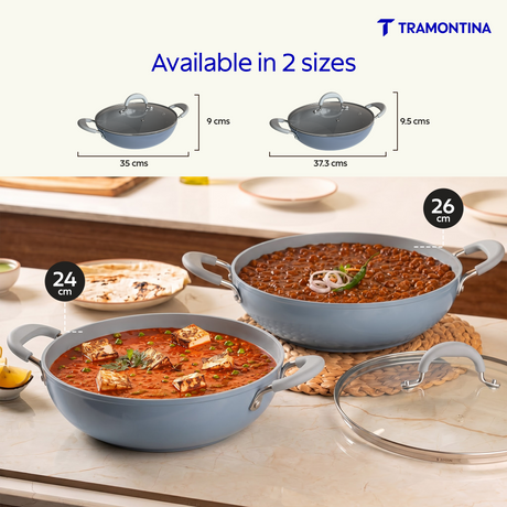Tramontina Stella 24 cm blue kadai with lid
