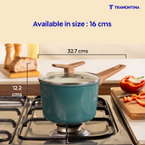 Tramontina Spectra Forged 16 cm saucepan with stainless steel handle, showcasing a shiny, durable cookware piece.
