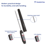 Tramontina India Utilitá digital food thermometer showing a stainless steel probe and digital display for precise temperature readings.