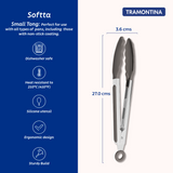 Grey Softta Silicone Small Tong by Tramontina India with stainless steel handles and silicone tips for kitchen use
