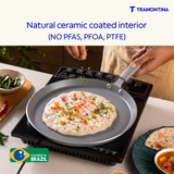 Tramontina Stella Dosa Tawa 28 cm blue non-stick pan for making dosas, with a flat cooking surface and blue handle.