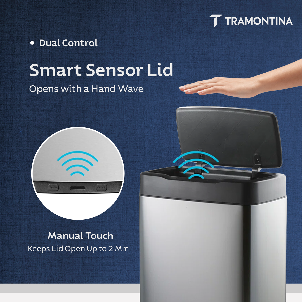 Trash Bin Encore Sensor Bin 49 Litre Square