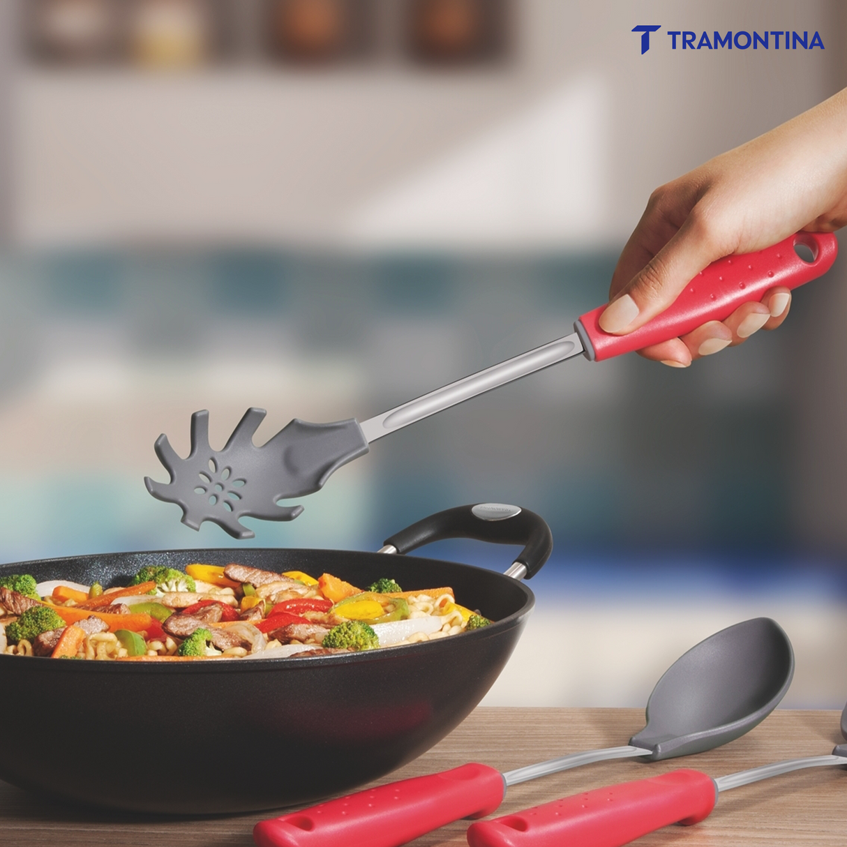 Utilitá Nylon Dough Tongs with Red Polypropylene Handle