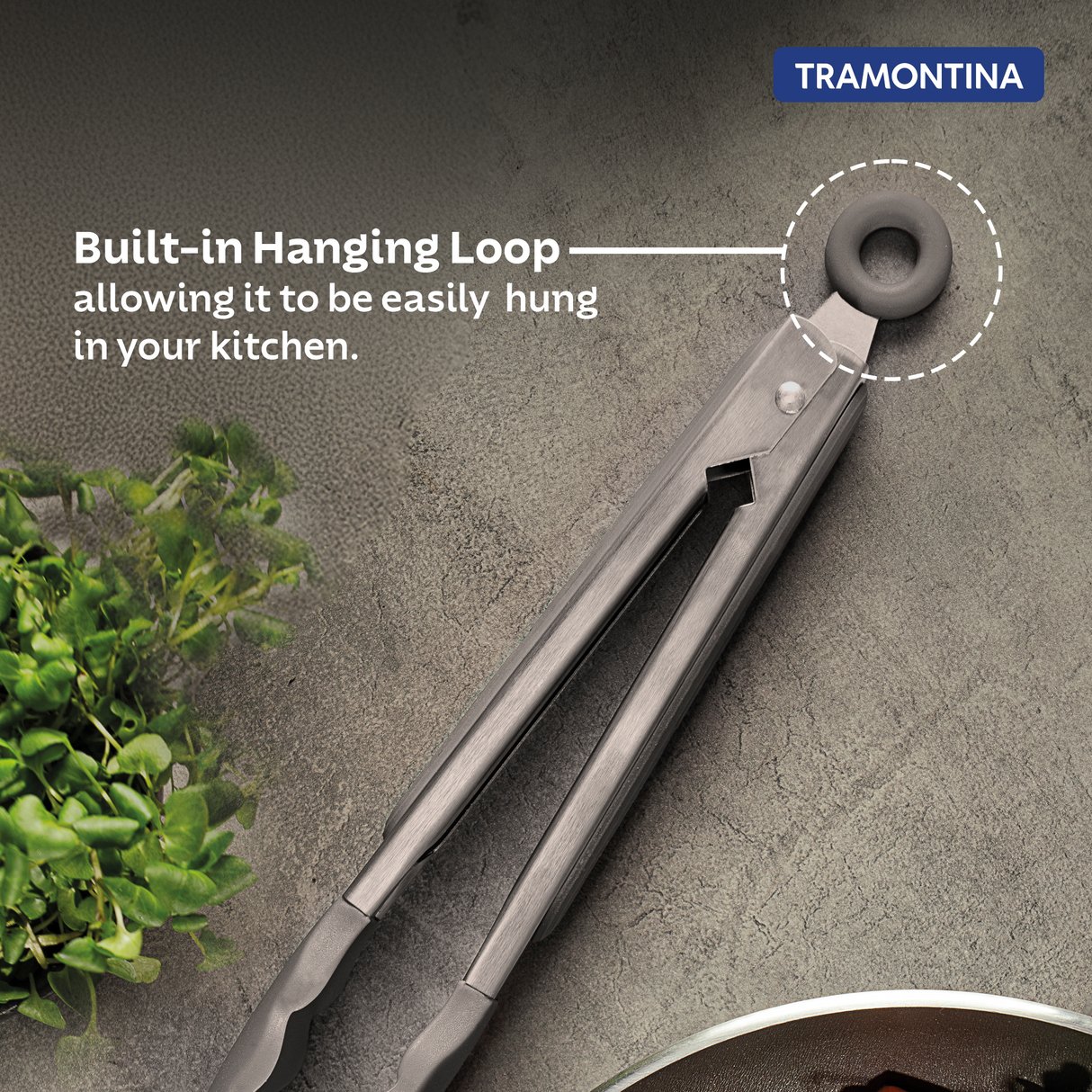 Gray Softta Silicone Small Tong by Tramontina India, stainless steel handle with silicone tips for precise cooking and serving.
