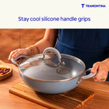 Tramontina Stella 24 cm blue kadai with lid